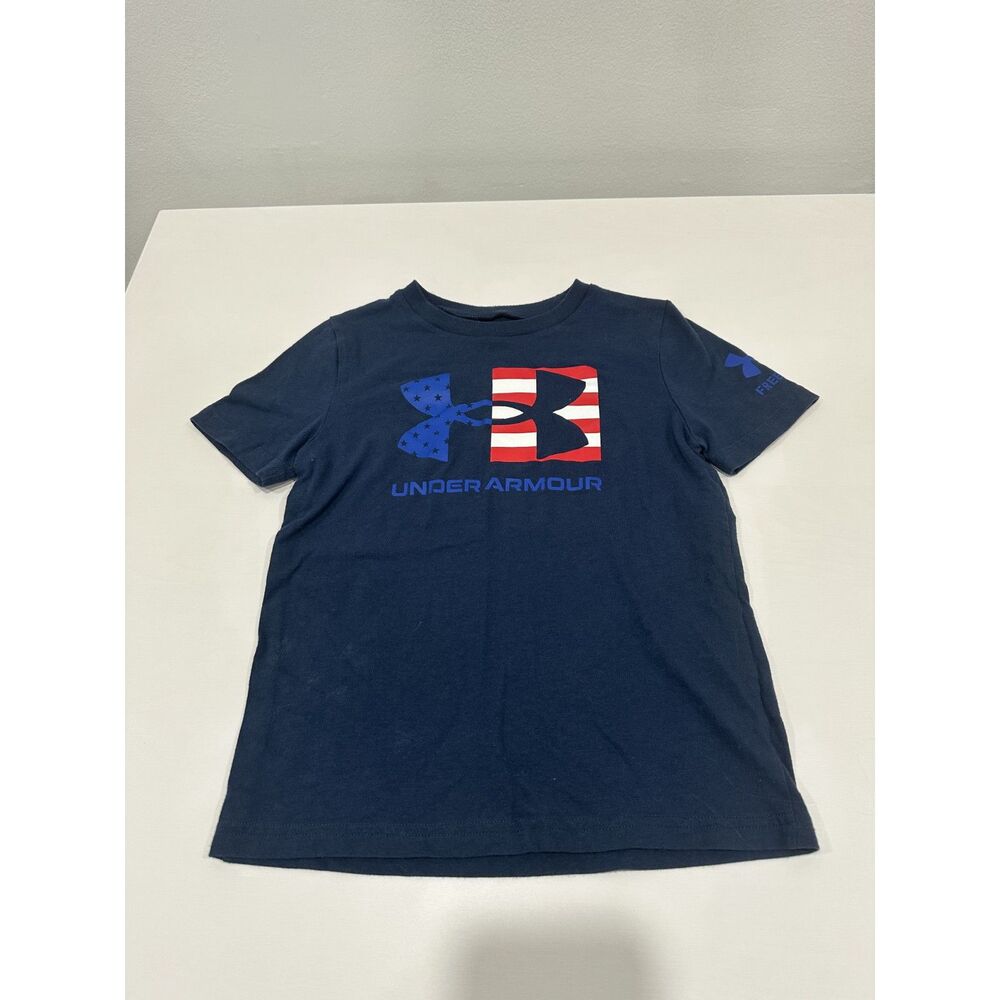 Under Armour Freedom Youth Navy American Flag Logo Graphic T-Shirt